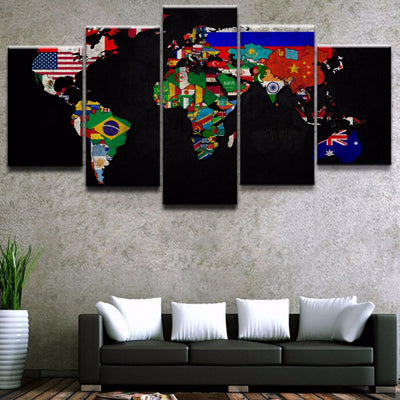 World Map Flags Colorful Canvas - The Force Gallery
