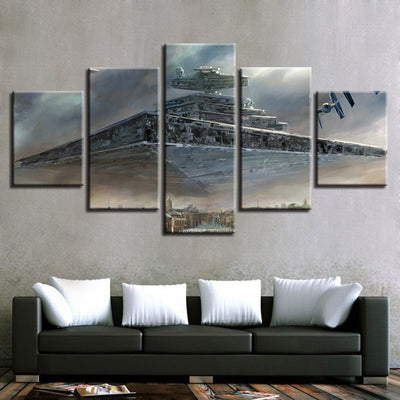 Star Destroyer Over City Star Wars Large Framed Canvas - The Force Gallery