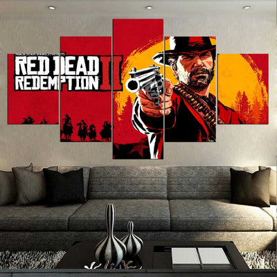 Red Dead Redemption 2 Game Canvas Print Wall Home Decor Five Piece - The Force Gallery