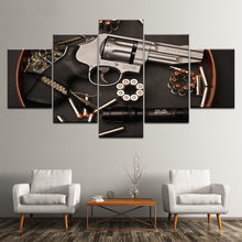 Smith and Wesson Hand Gun 2nd Amendment Five Piece Framed Canvas Wall Art - The Force Gallery