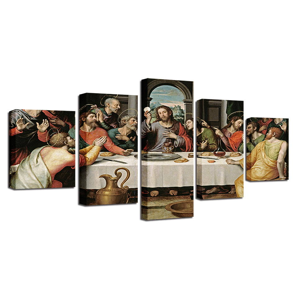 The Last Supper Jesus Christ Disciples Christianity Five Piece Canvas Wall Art Home Decor Multi Panel 5 - The Force Gallery