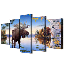 Large Moose Water Nature Cabin Canvas - The Force Gallery