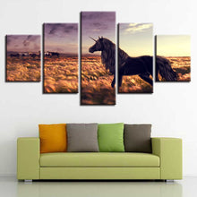 Unicorn Horses Animal Five Piece Canvas Wall Art Home Decor Multi Panel - The Force Gallery