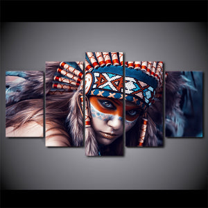 Native American Colorful Indian Woman Canvas - The Force Gallery