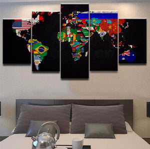 World Map Flags Colorful Canvas - The Force Gallery