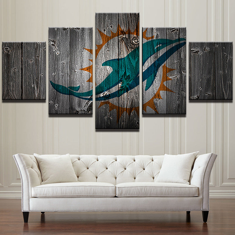 Miami Dolphins Football Barnwood Style Canvas - The Force Gallery