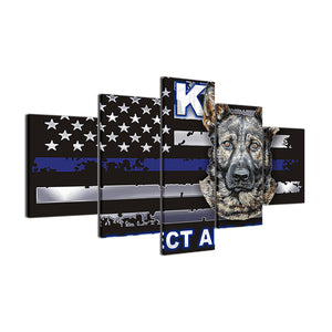 K-9 Police Blue Line Framed Canvas Swat - The Force Gallery