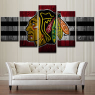 Chicago Blackhawks Hockey Barn Wood Style Canvas Large Framed - The Force Gallery