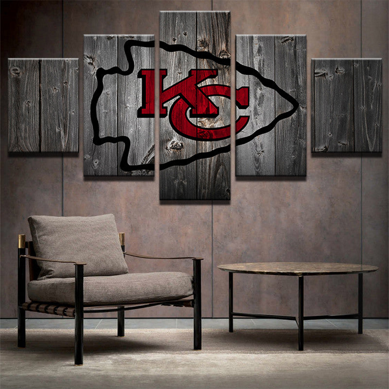 Kansas City Chiefs Sports Flag 5 Panel Canvas Art Print for Wall Decor