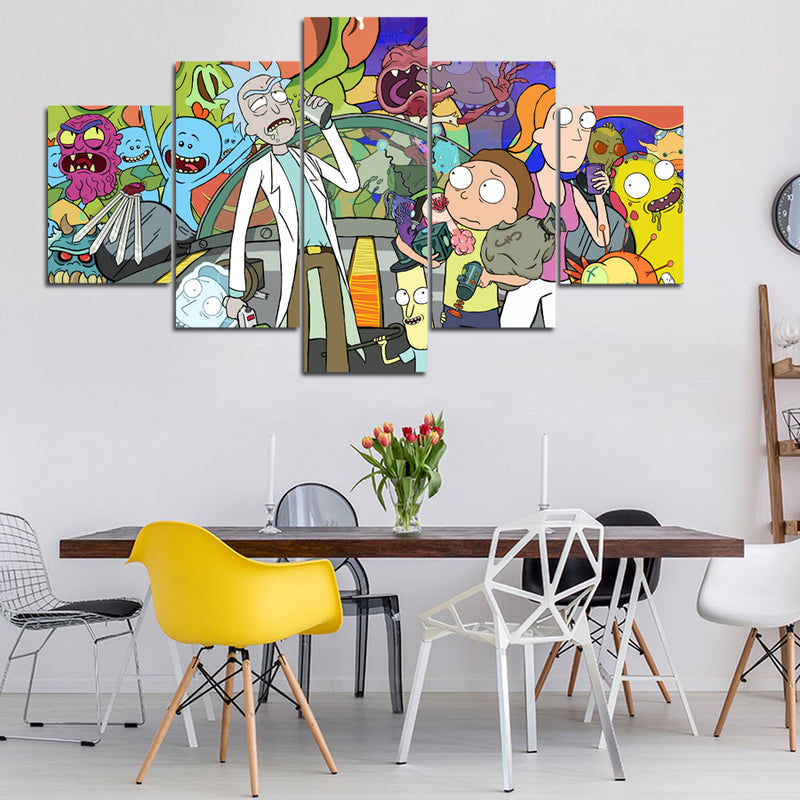 Poster Rick And Morty Dans L'Espace - Toile Vintage 40x60 Cm - Décoration Murale Salon, Chambre - Style Sans Cadre