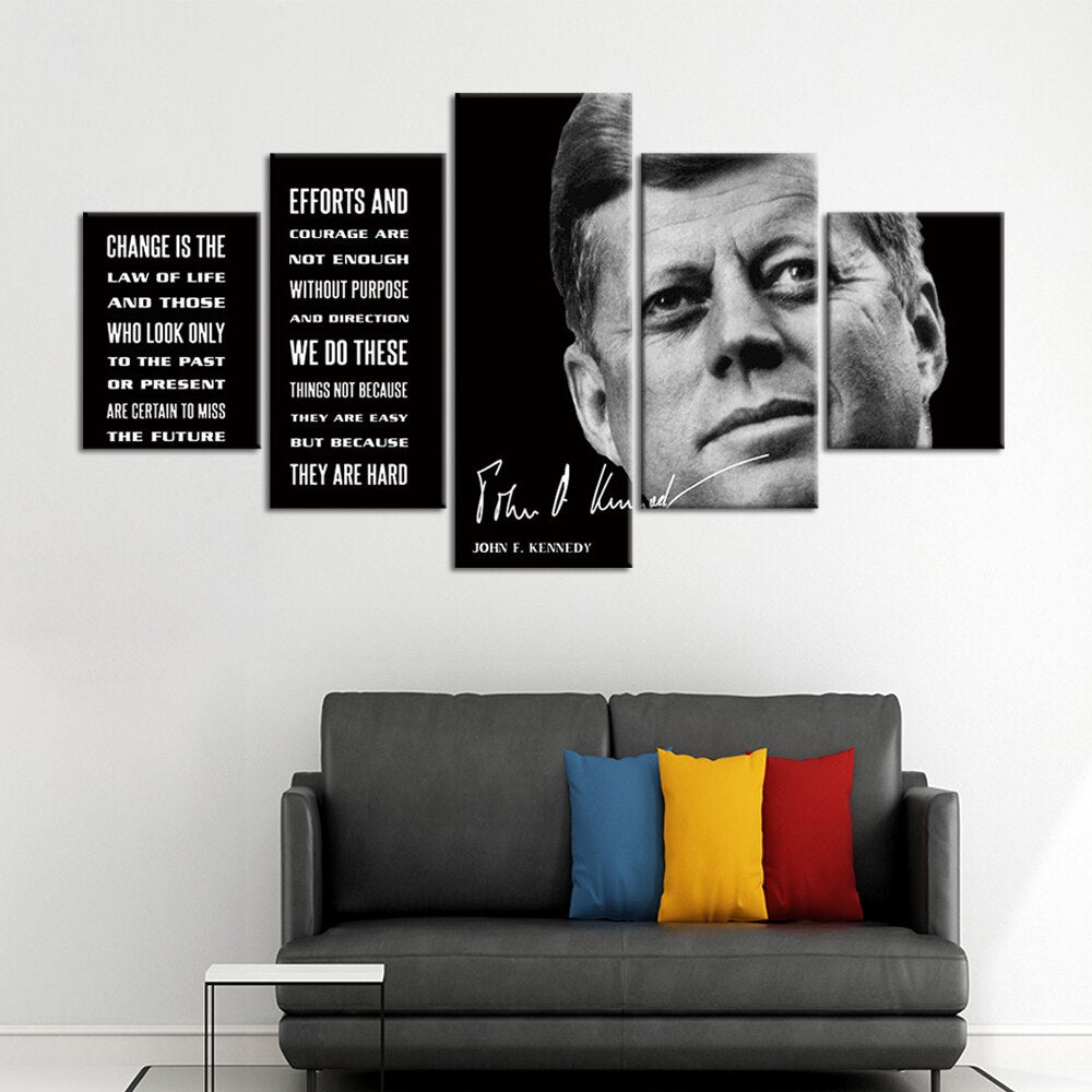 John Kennedy President Canvas Five Piece Home Decor Panel Wall Art ...