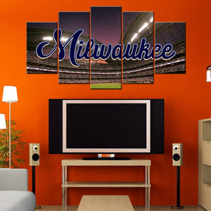 Milwaukee Brewers Miller Park Framed Five Piece Canvas - The Force Gallery