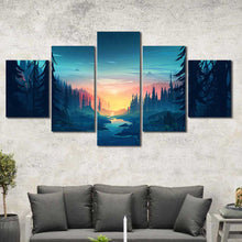 Mountains River Forest Framed Canvas Home Decor Wall Art Multiple Choices 1 3 4 5 Panels
