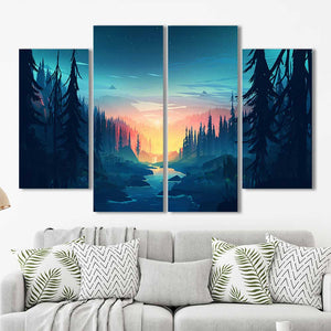 Mountains River Forest Framed Canvas Home Decor Wall Art Multiple Choices 1 3 4 5 Panels