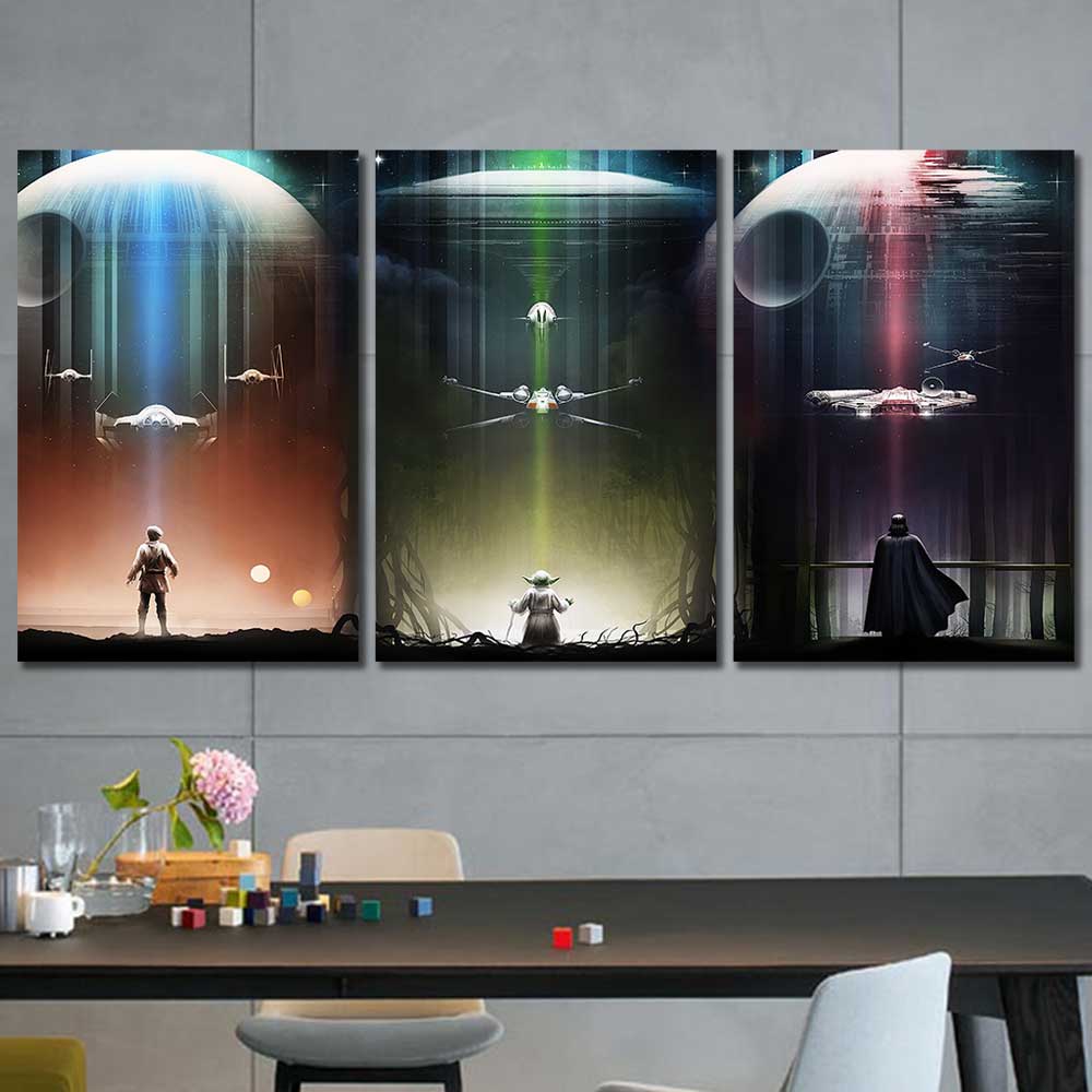 Star Wars Yoda Darth Luke Characters Framed Canvas Home Decor Wall ...