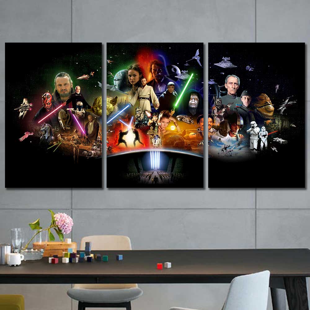 Volharding palm meesteres Star Wars Character Montage Framed Canvas Home Decor Wall Art Multiple –  The Force Gallery