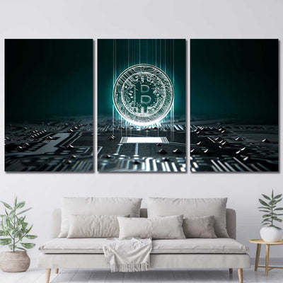 Bitcoin Cryptocurrency Rich Framed Canvas Home Decor Wall Art Multiple Choices 1 3 4 5 Panels