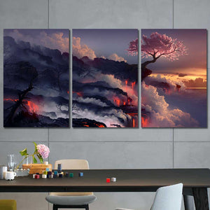 Cherry Blossom Tree Framed Canvas Home Decor Wall Art Multiple Choices 1 3 4 5 Panels