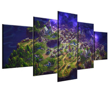 Fortnite Map Canvas Large Framed Five piece Canvas Wall Art - The Force Gallery