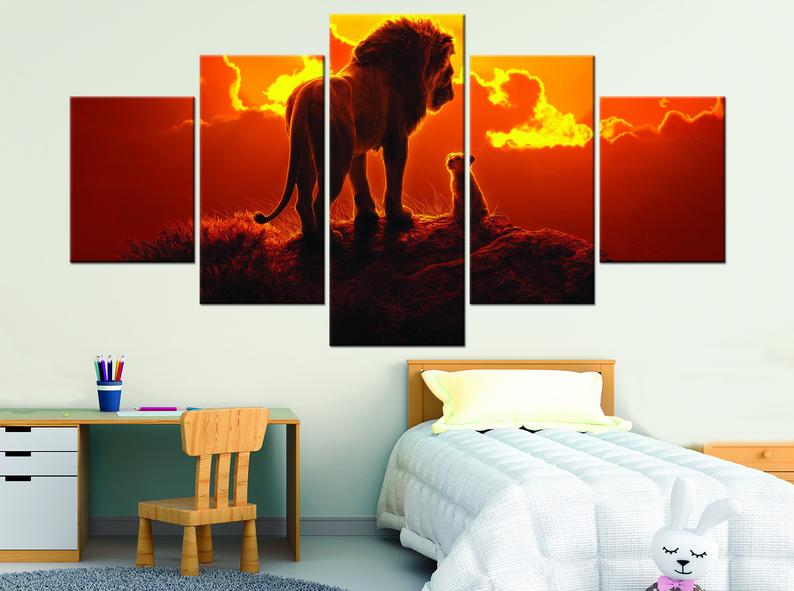 Lion King Sunset Movie Kids Room Five Piece Canvas Wall Art Home Decor Multi Panel 5 - The Force Gallery