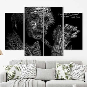 Albert Einstein Word Collage Framed Canvas Home Decor Wall Art Multiple Choices 1 3 4 5 Panels