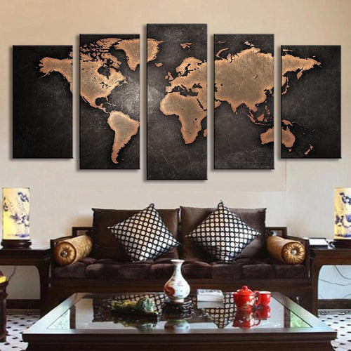 Vintage World Map Rustic Wall Art Canvas - The Force Gallery