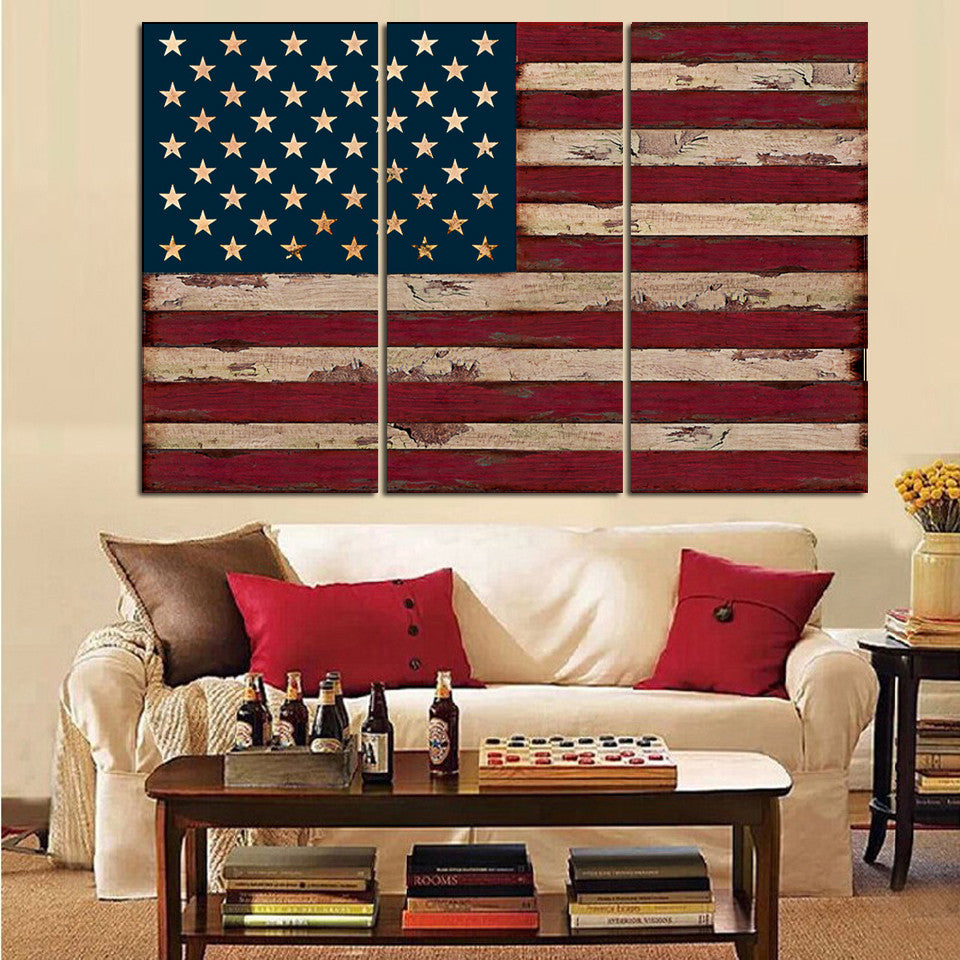 Rustic Three Piece American Flag - The Force Gallery