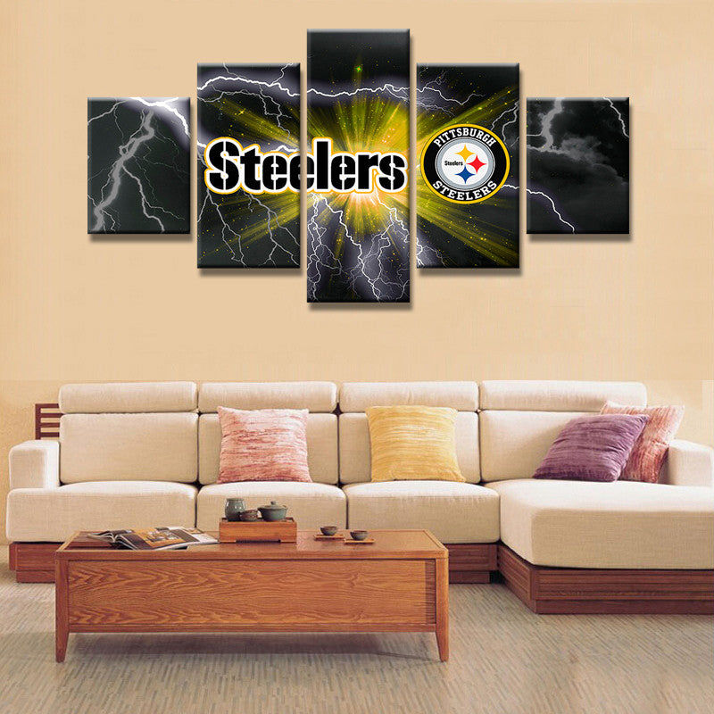 Pittsburgh Steelers Football Canvas Print Wall Art Five Piece Home Decor - The Force Gallery