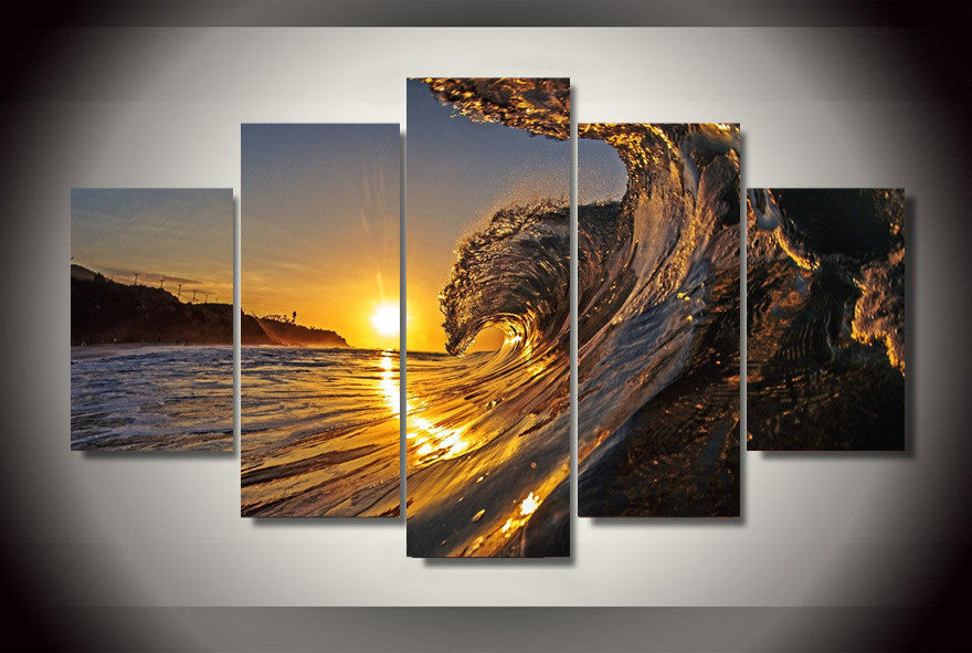 Ocean Wave Sunset Canvas - The Force Gallery