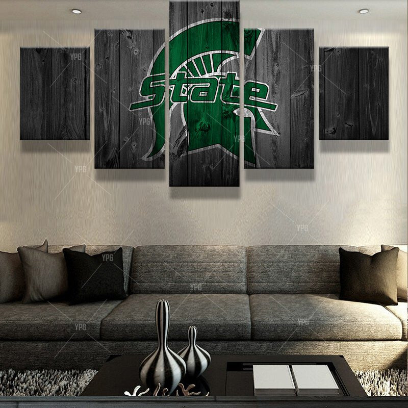 Michigan State Spartans College Football Barn Wood Style Print (not actual barnwood) - The Force Gallery