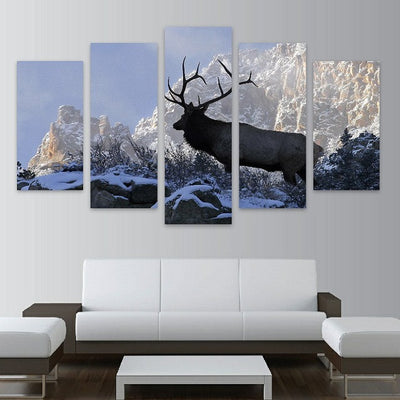 Elk Wilderness Snow Canvas Print - The Force Gallery