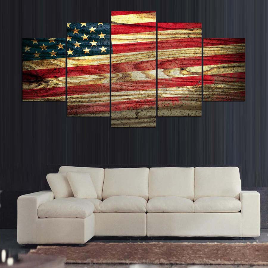 American Flag Wood Look Canvas - The Force Gallery