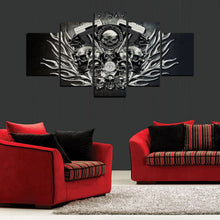 Harley Davidson Motorcycle Skulls Engine Flames Canvas - The Force Gallery