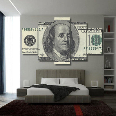 100 Dollar Bill Money Cash Five Piece Canvas Print Wall Home Decor - The Force Gallery