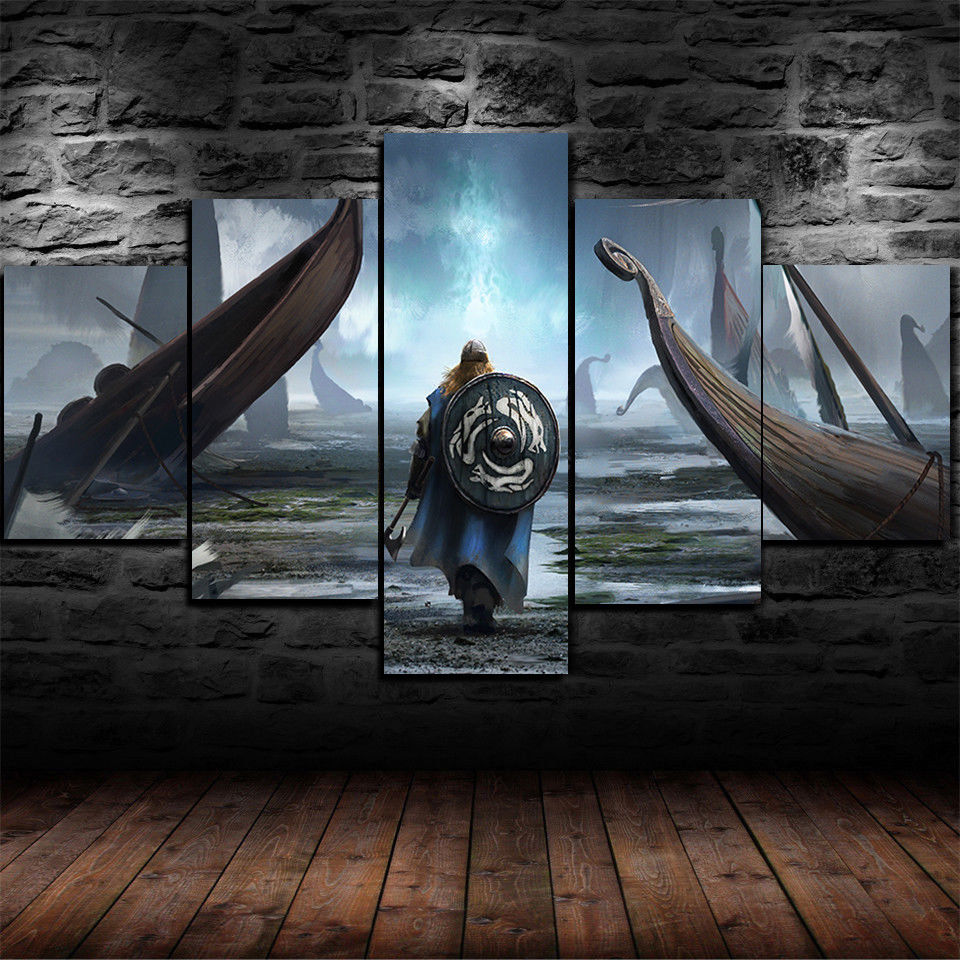 Vikings Warrior Canvas Five Piece Wall Art Home Decor - The Force Gallery