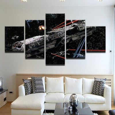 Large Framed Millenium Falcon Star Wars 5 Piece Canvas Print Wall Art Home Decor - The Force Gallery