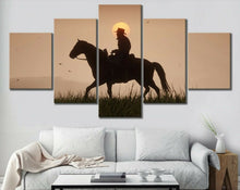Cowboy Horse Sunset Country Five Piece Canvas Wall Art Home Decor Multi Panel 5