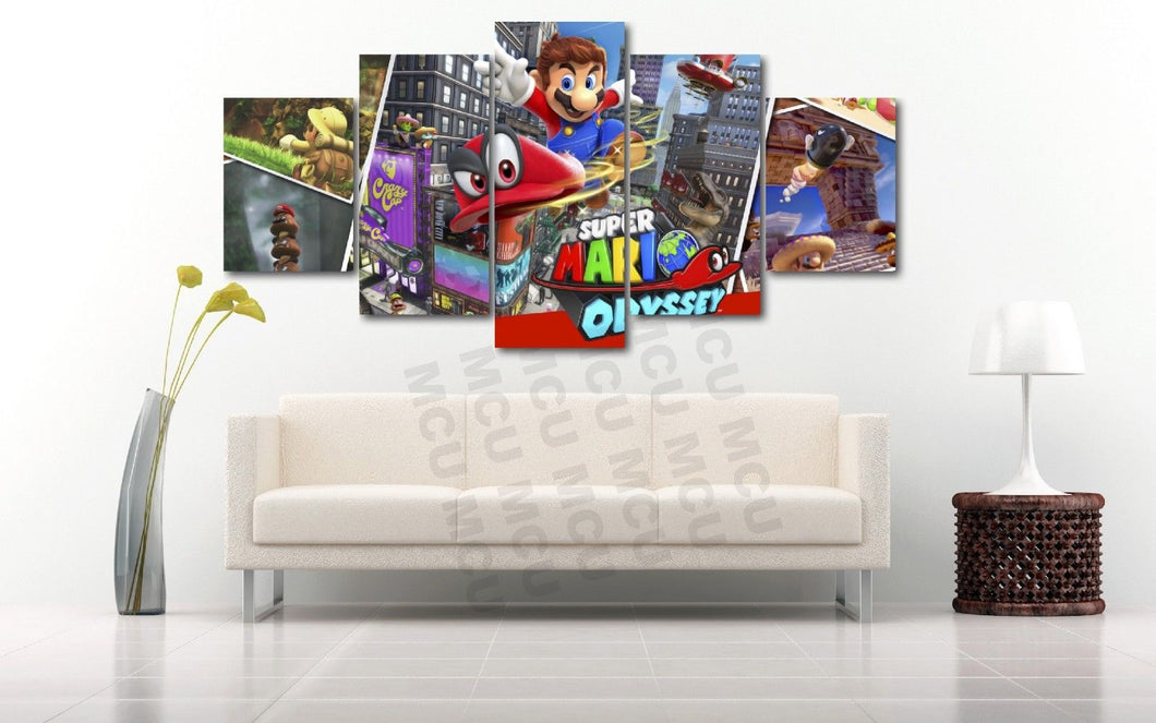 Super Mario Brothers Odyssey Video Game Canvas Five Piece - The Force Gallery