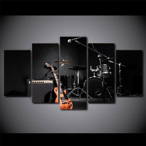 Music Drums Guitar Band Five Piece Canvas Wall Art Home Decor Multi Panel 5