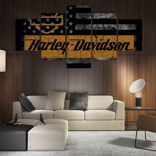 Harley Davidson Cracked Flag Canvas - The Force Gallery