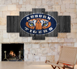 Auburn Tigers College Football Barnwood Style Canvas FIve Piece - The Force Gallery