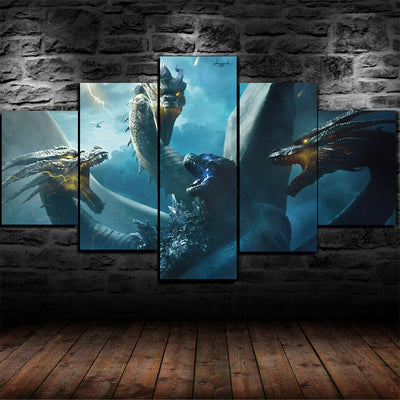 Godzilla King of the Monsters Five Piece Canvas Wall Art Home Decor Framed - The Force Gallery