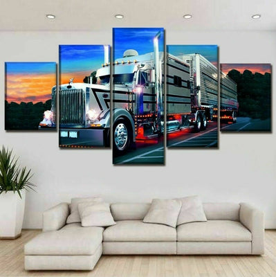 Semi-Trailer Long Haul Trucking Five Piece Canvas Wall Art Home Decor Framed - The Force Gallery