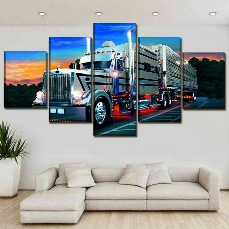 Semi-Trailer Long Haul Trucking Five Piece Canvas Wall Art Home Decor Framed - The Force Gallery