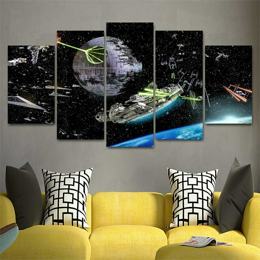 Wars Tie Fighter Battle Five Canvas Wall Art Home Man Cave – The Gallery