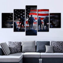 American Flag Soldiers Military Canvas Print Wall Art Home Decor - The Force Gallery