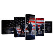 American Flag Soldiers Military Canvas Print Wall Art Home Decor - The Force Gallery