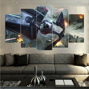 Star Wars Tie Fighter Battle Five Piece Canvas Wall Art Home Decor Multi Panel 5 - The Force Gallery