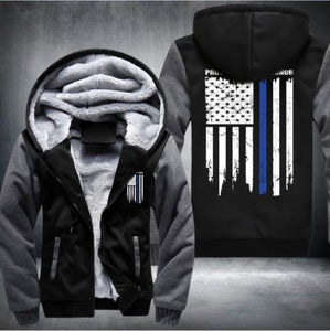 Police Blue Line Flag Hoodie Jacket - The Force Gallery