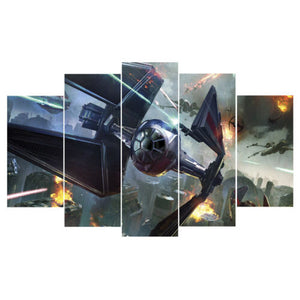 Star Wars Tie Fighter Battle Five Piece Canvas Wall Art Home Decor Multi Panel 5 - The Force Gallery